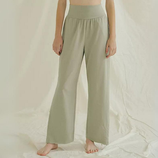 SANTOSHA High-Rise Split-Hem Cropped Pants With Side Pockets (matcha latte)