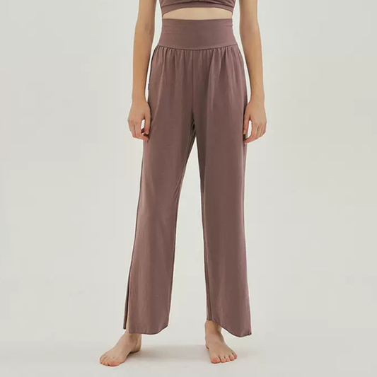 SANTOSHA High-Rise Split-Hem Cropped Pants With Side Pockets (dry rose)